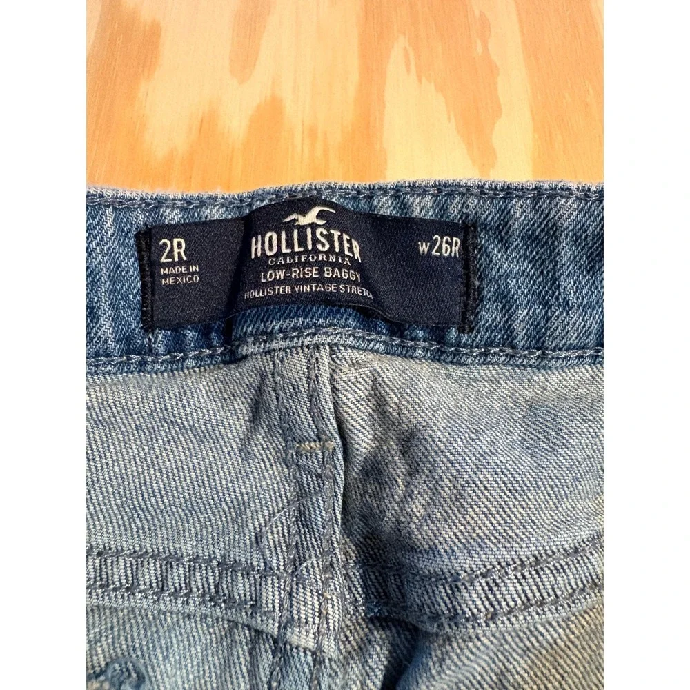 Hollister Low-Rise Baggy Jeans Medium Wash Wide Leg Denim W26R 2R - Picture 6 of 6